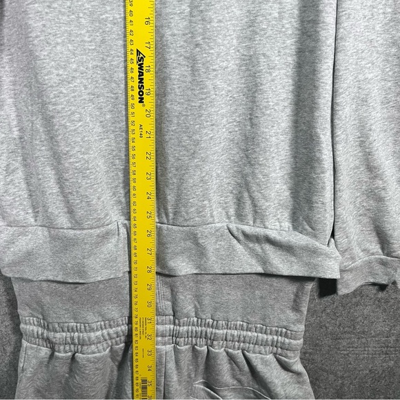 TUXY ‘The Summer Suit’ One-Piece Hooded Jumpsuit Shorts Gray Loungewear L NWT - Picture 12 of 12